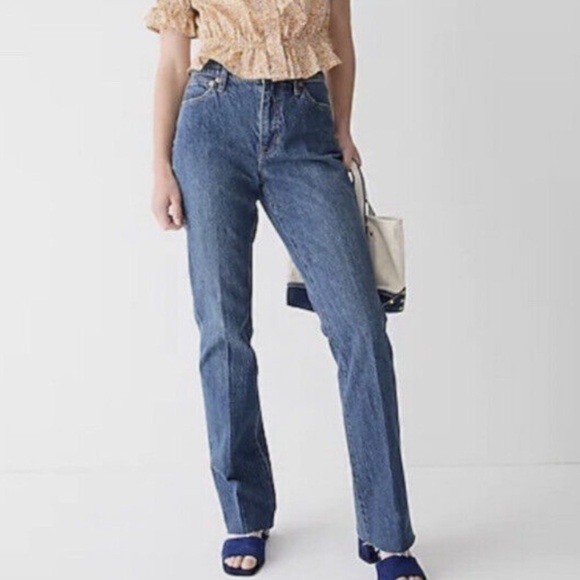 NWT J. Crew Full Length Demi Bootcut Jeans in Kamari Wash w/ Raw Hem - Picture 1 of 9
